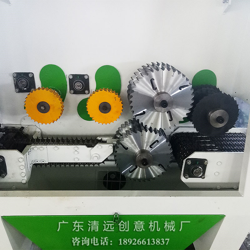 圓木多片鋸采用上下軸超薄鋸片，出材率高達(dá)80%以上