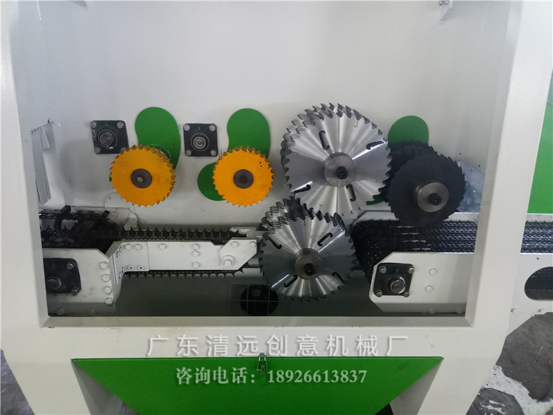 圓木多片鋸內(nèi)倉，上下軸多片鋸，采用超薄鋸片，出材率高達(dá)80%以上